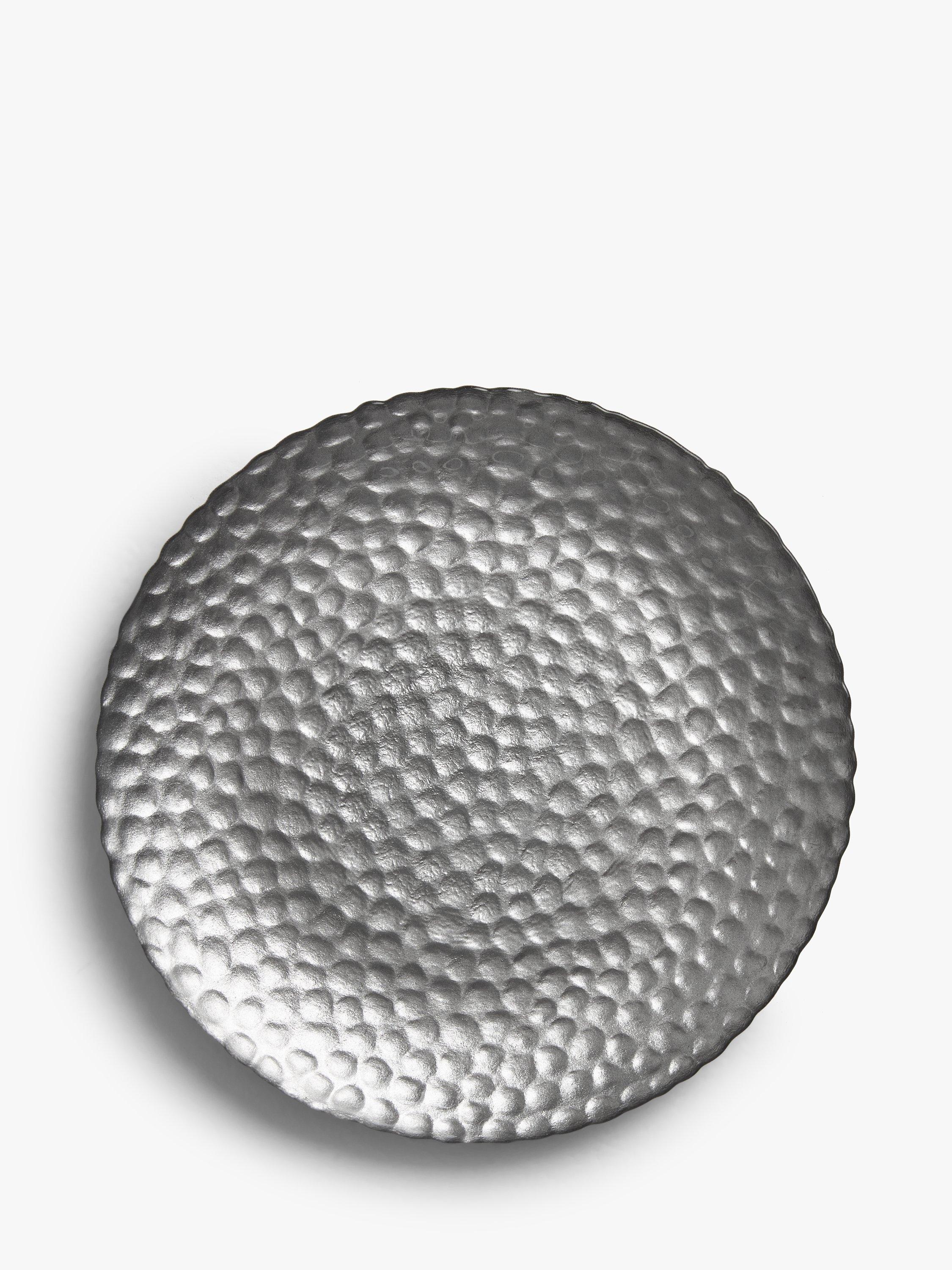 John Lewis Textured Glass Side Plate, 21cm, Silver