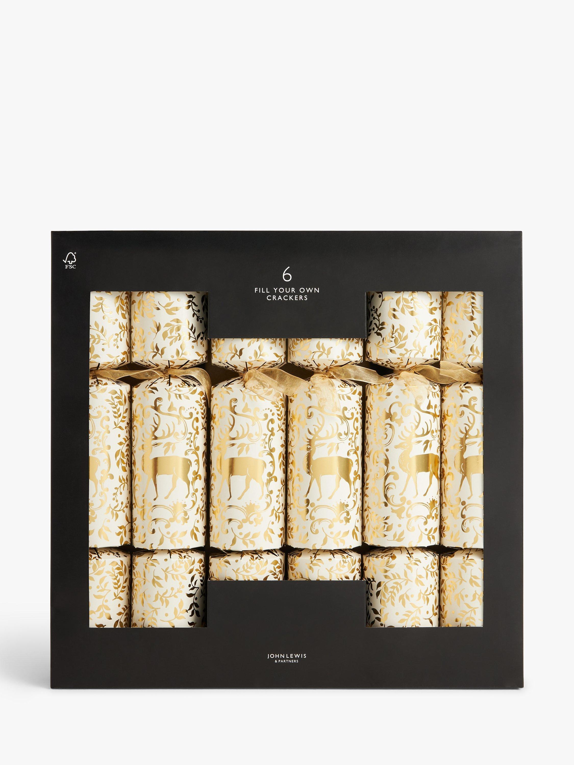 John Lewis Royal Fairytale Archive Stag Fill Your Own Christmas Crackers, Pack of 6, Gold