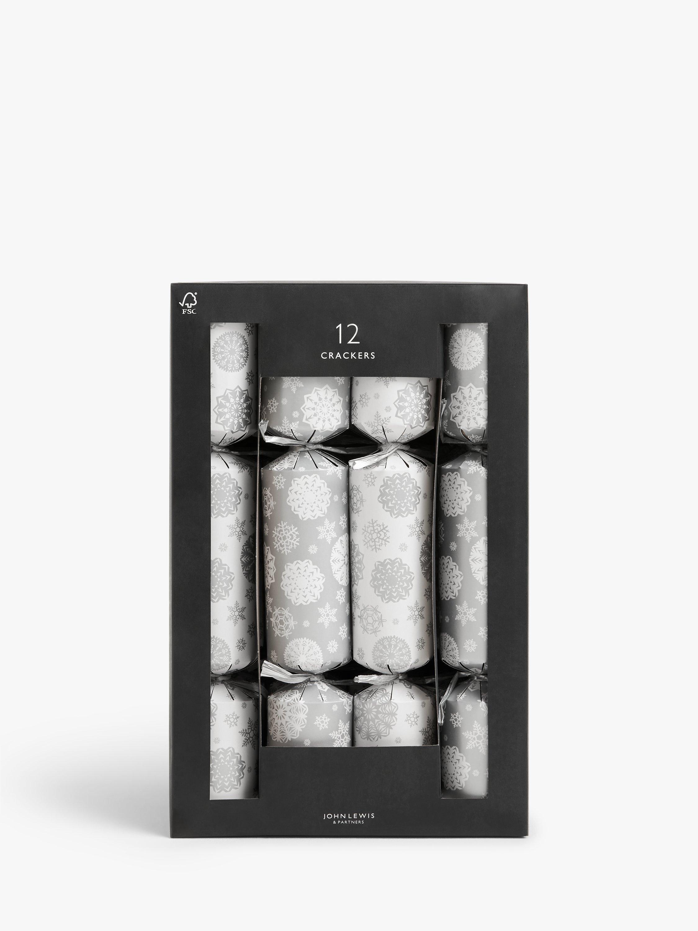 John Lewis Winter Fairytale Snowflake Crackers, Pack of 12, Silver