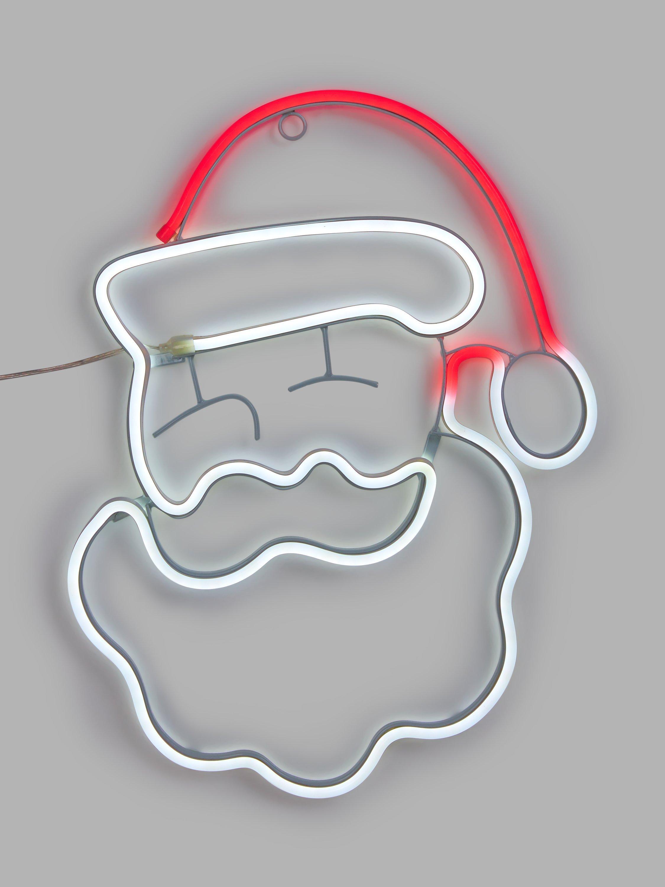 John Lewis Neon Santa Light, Red/White