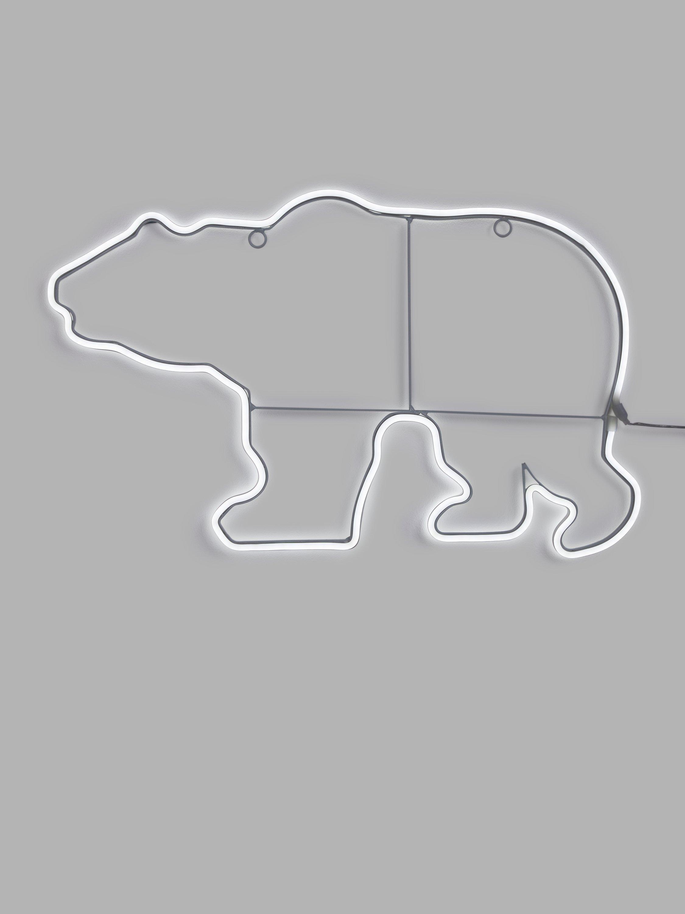 John Lewis Neon Polar Bear Light, Ice White