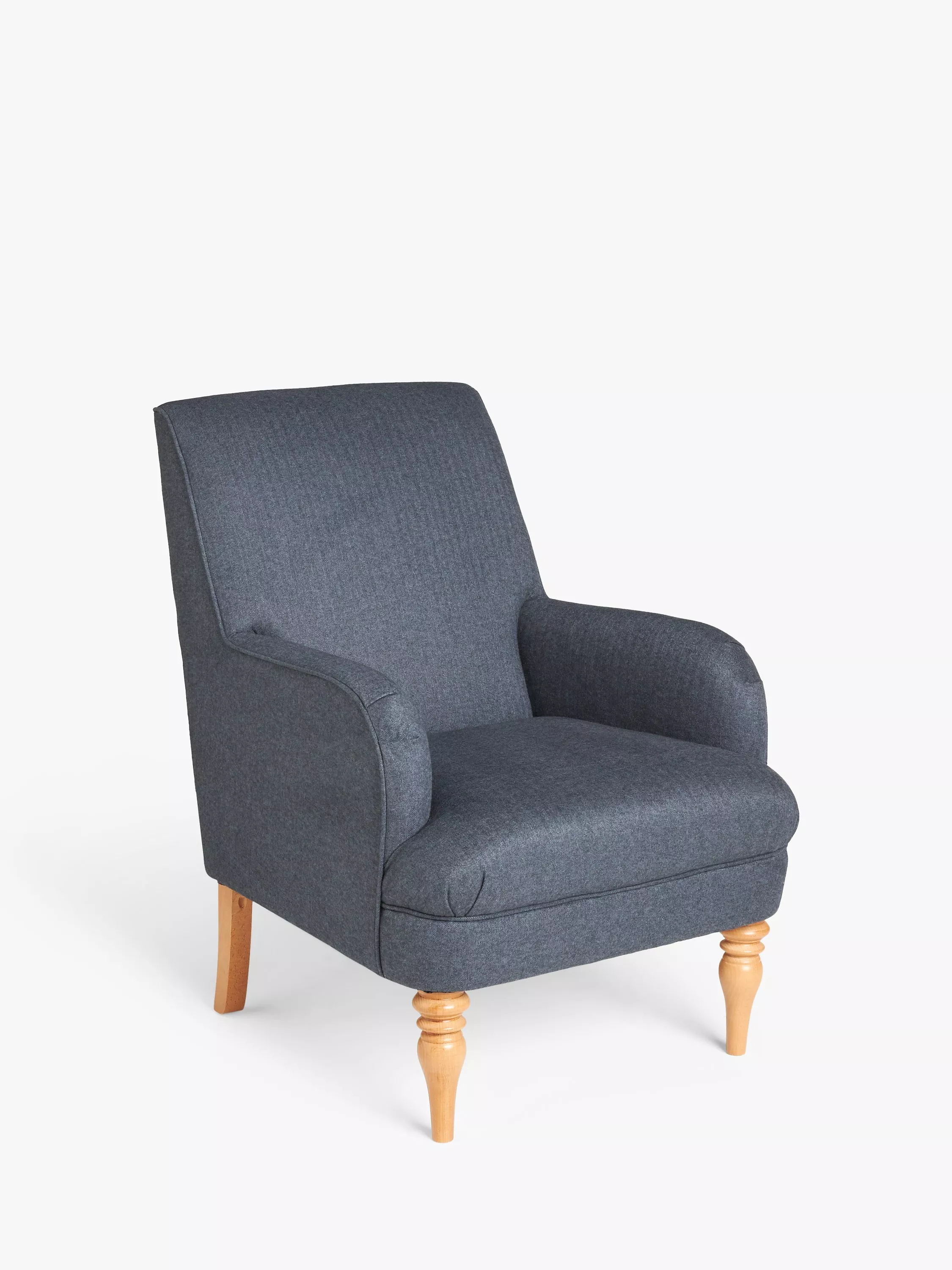 John Lewis Sterling Armchair Light Leg Navy Brushed Tweed