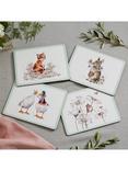 Wrendale Designs Cork-Backed Animal Placemats, Set of 4, White/Multi