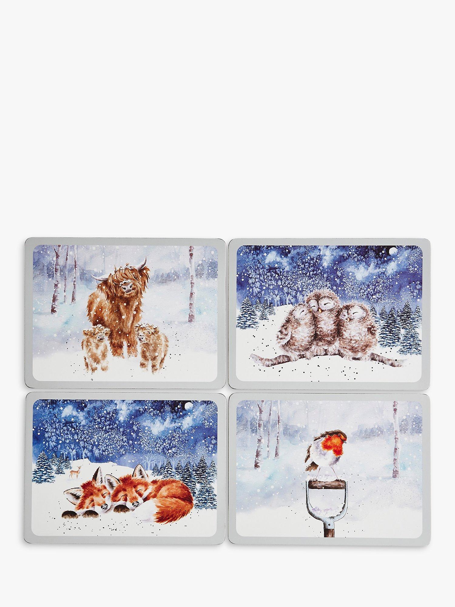 Wrendale Designs Christmas Cork-Backed Placemats, Set of 4
