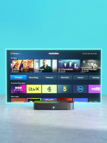 Manhattan T4-R HDR 4K Ultra HD Smart Freeview Play TV Recorder, 1TB, Black - view 2, Black