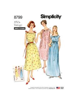 Simplicity Misses' Vintage Nightgowns Sewing Pattern, S8799, A, Multi