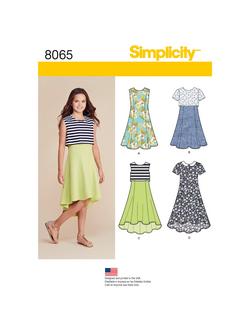 Simplicity Girls' and Girls' Plus Dress Sewing Pattern, S8065, Aa