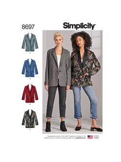 Simplicity Women's Oversized Boyfriend Blazers Sewing Pattern, S8697, BB, 