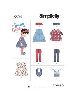 Simplicity Babies' Leggings, Top, Dress and Accessories Sewing Pattern, S8304A, Multi