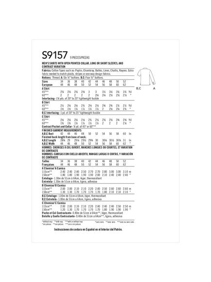 Simplicity Men's Shirts Sewing Pattern, S9157 - view 2, Aa