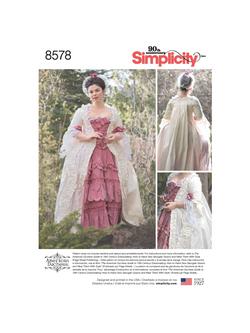 Simplicity Misses' 18th Century Costume Gown Sewing Pattern, S8578, R5, Multi