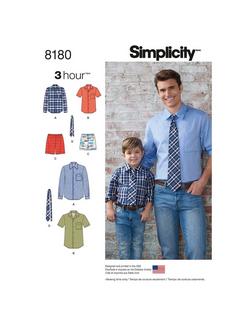 Simplicity Boys' and Men's Shirt, Boxers and Tie Sewing Pattern, S8180A, Multi