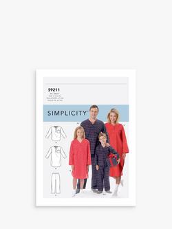 Simplicity Family Nightwear Sewing Pattern, S9211, Multi