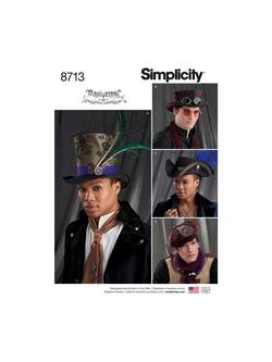 Simplicity Men's Costume Hats Sewing Pattern, S8713, A, Multi