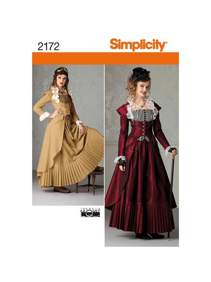 Simplicity Misses' Victorian Style Costume Coat Sewing Pattern, S2172, R5, Multi