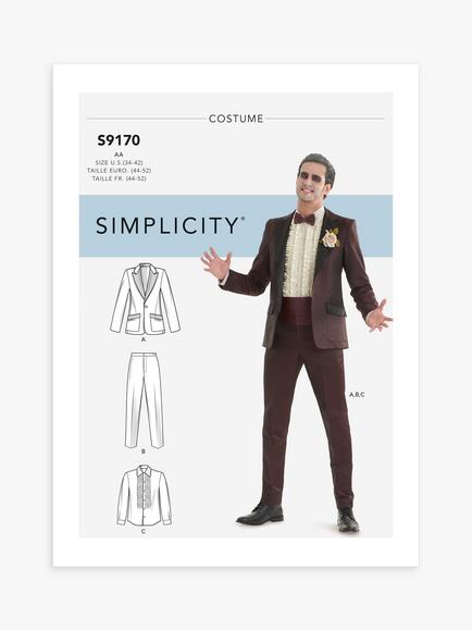 Simplicity Men's Tuxedo Costume Sewing Pattern, S9170, 