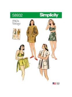 Simplicity Misses' 1940s Vintage Beachwear Sewing Pattern, S8932, D5, Multi