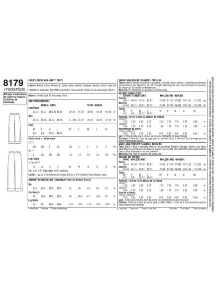 Simplicity Child's Teens' and Adults' Pants Sewing Pattern, S8179A - view 2, Multi