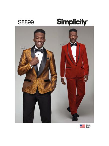 Simplicity Men's Tuxedo Jackets Trousers and Tie Sewing Pattern, S8899, 