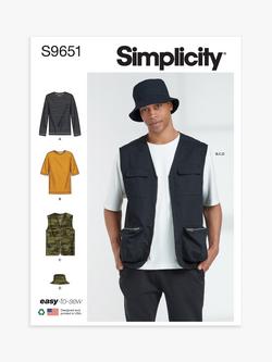 Simplicity Men's Knit Top, Vest and Hat Sewing Pattern, S9651, Bb