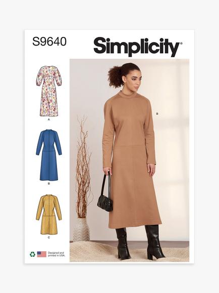 Simplicity Misses' Dolman Sleeve Dresses Sewing Pattern, S9640, R5