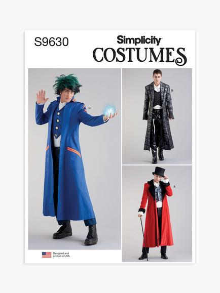 Simplicity Men's Fit and Flare Costume Coats Sewing Pattern, S9630, 