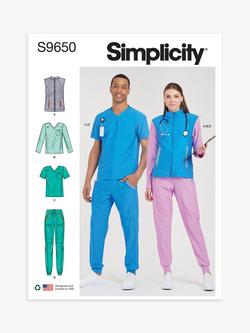 Simplicity Unisex Knit Scrubs Sewing Pattern, S9650A, Multi