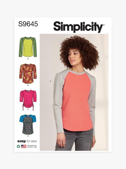 Simplicity Misses' Knit Tops Sewing Pattern, S9645, Multi