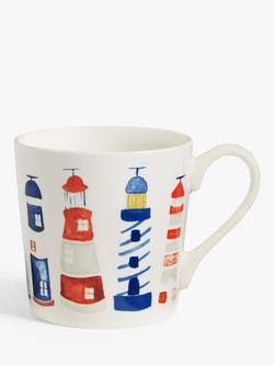 John Lewis Coastal Lighthouses Stoneware Mug, 330ml, Multi, Multi
