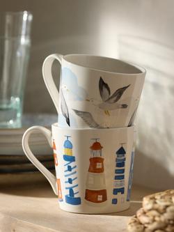 John Lewis Coastal Lighthouses Stoneware Mug, 330ml, Multi - view 2, Multi