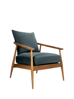 ercol for John Lewis Hazlemere Armchair, Vintage Ash Leg, Atlantic Blue