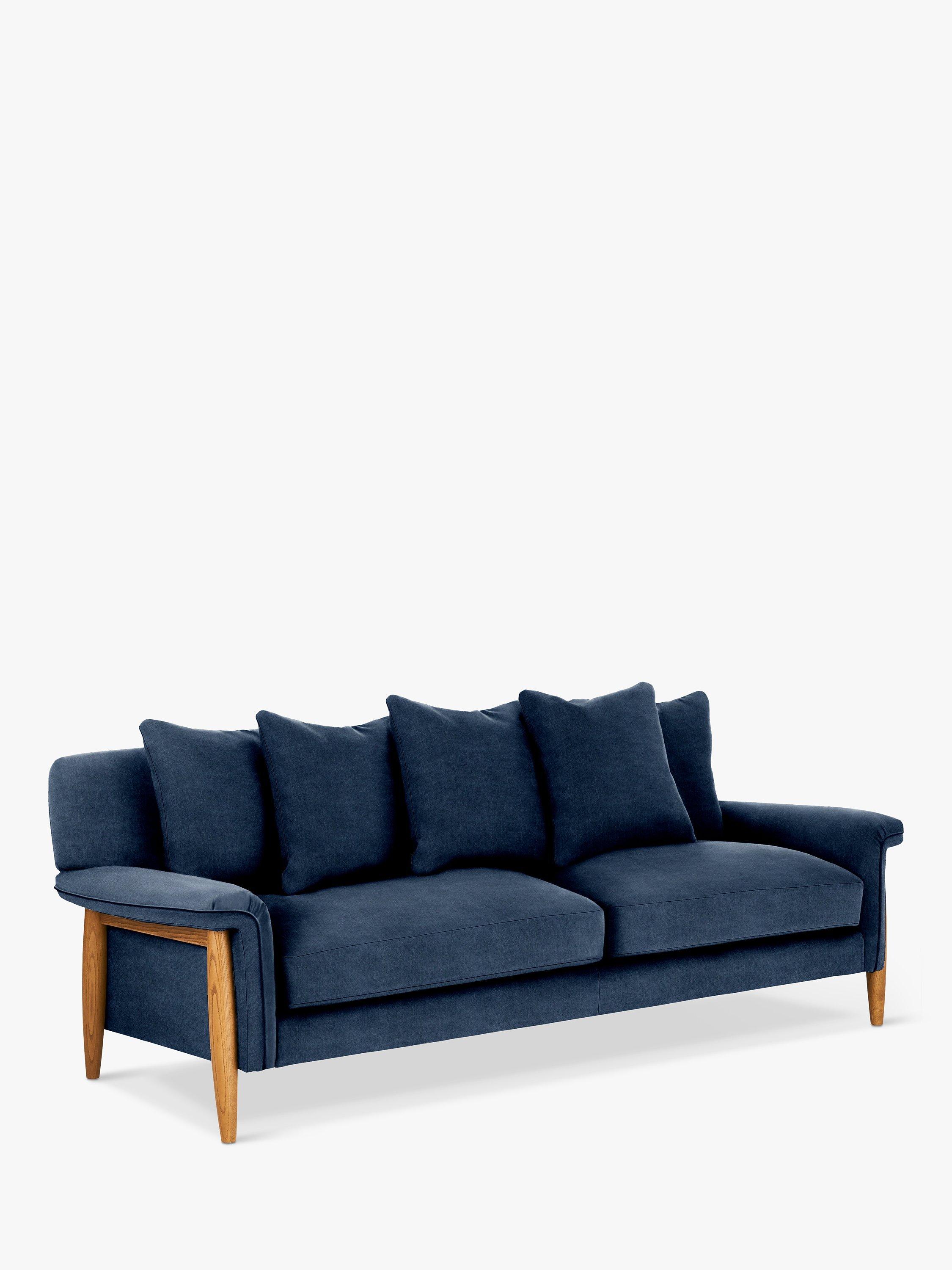 Sorrento Range, ercol for John Lewis Sorrento Large 3-Seater Sofa, Vintage Ash Leg, Soft Chenille Navy