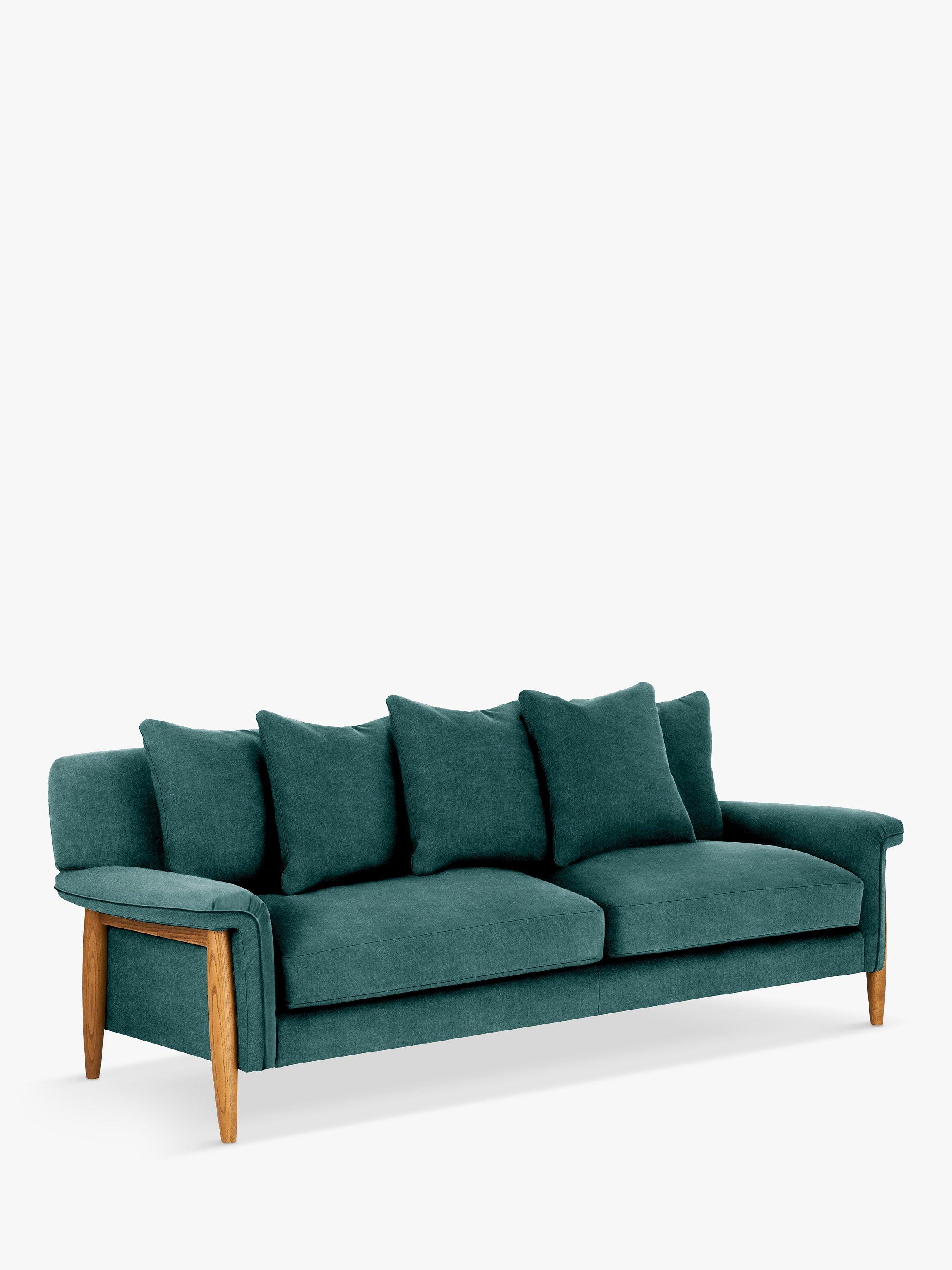 Sorrento Range, ercol for John Lewis Sorrento Large 3-Seater Sofa, Vintage Ash Leg, Soft Chenille Teal