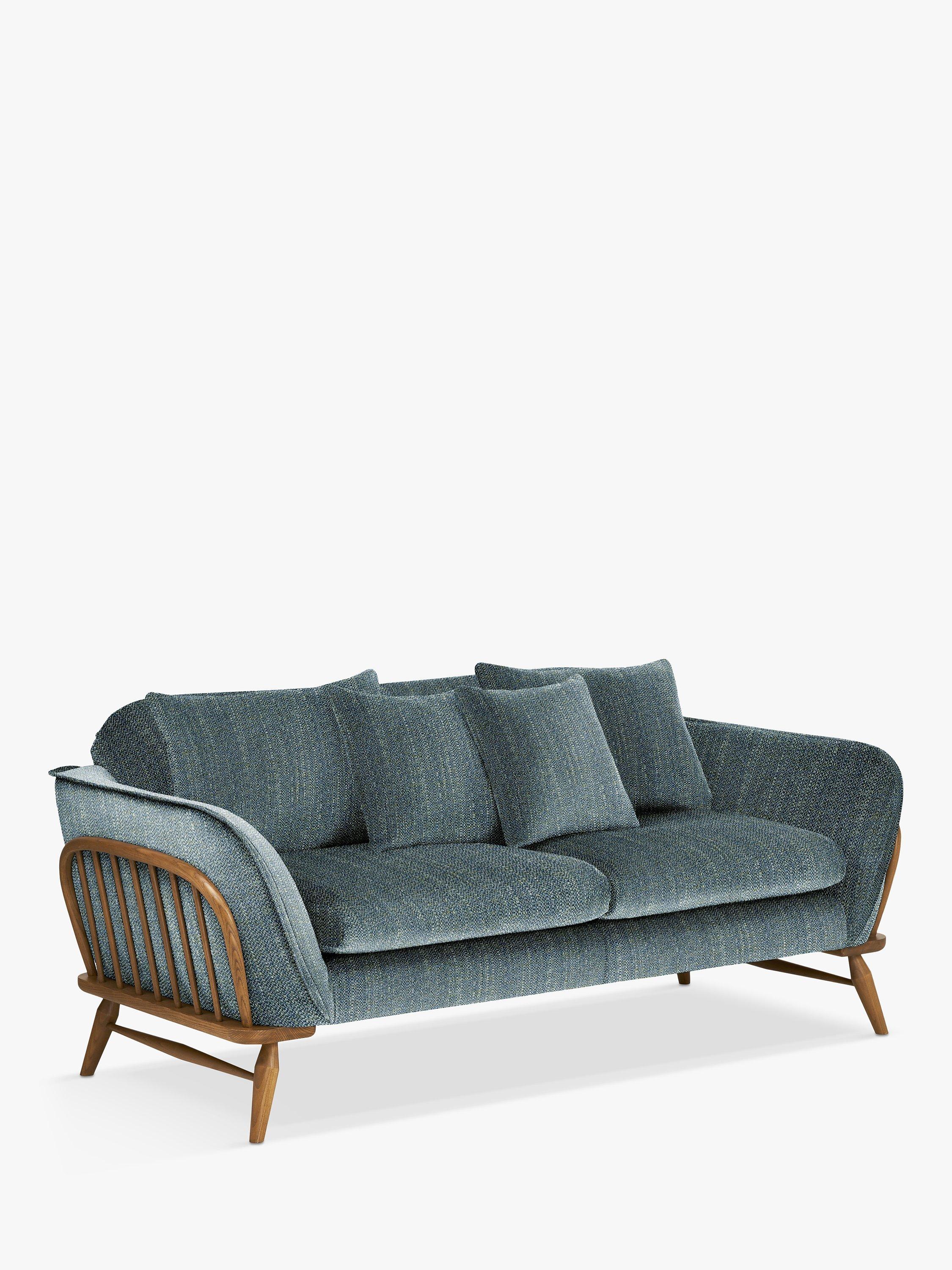 Hexton Range, ercol for John Lewis Hexton Medium 2 Seater Sofa, Vintage Ash Leg, Textured Weave Blue