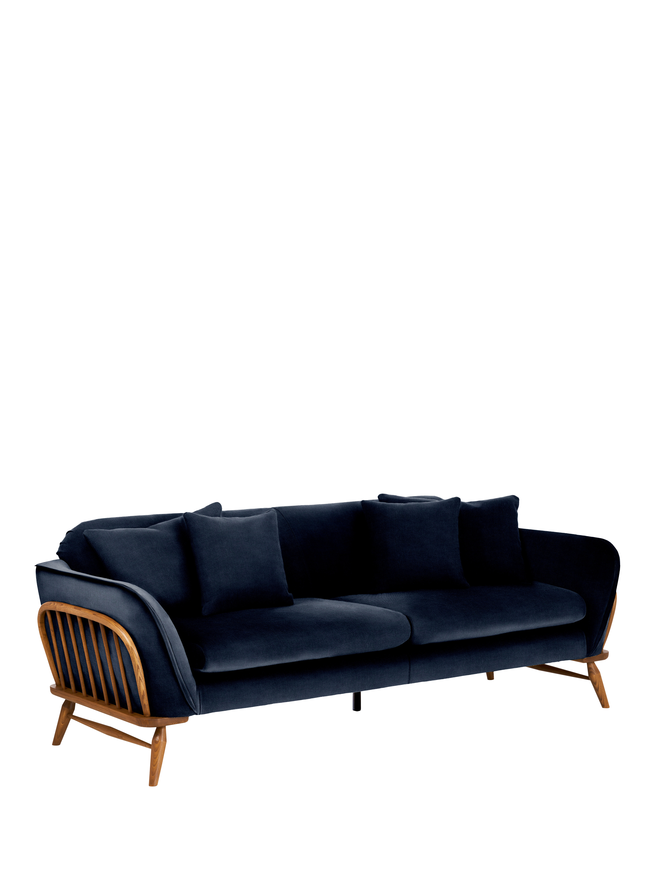 Hexton Range, ercol for John Lewis Hexton Large 3 Seater Sofa, Vintage Ash Leg, Soft Chenille Navy