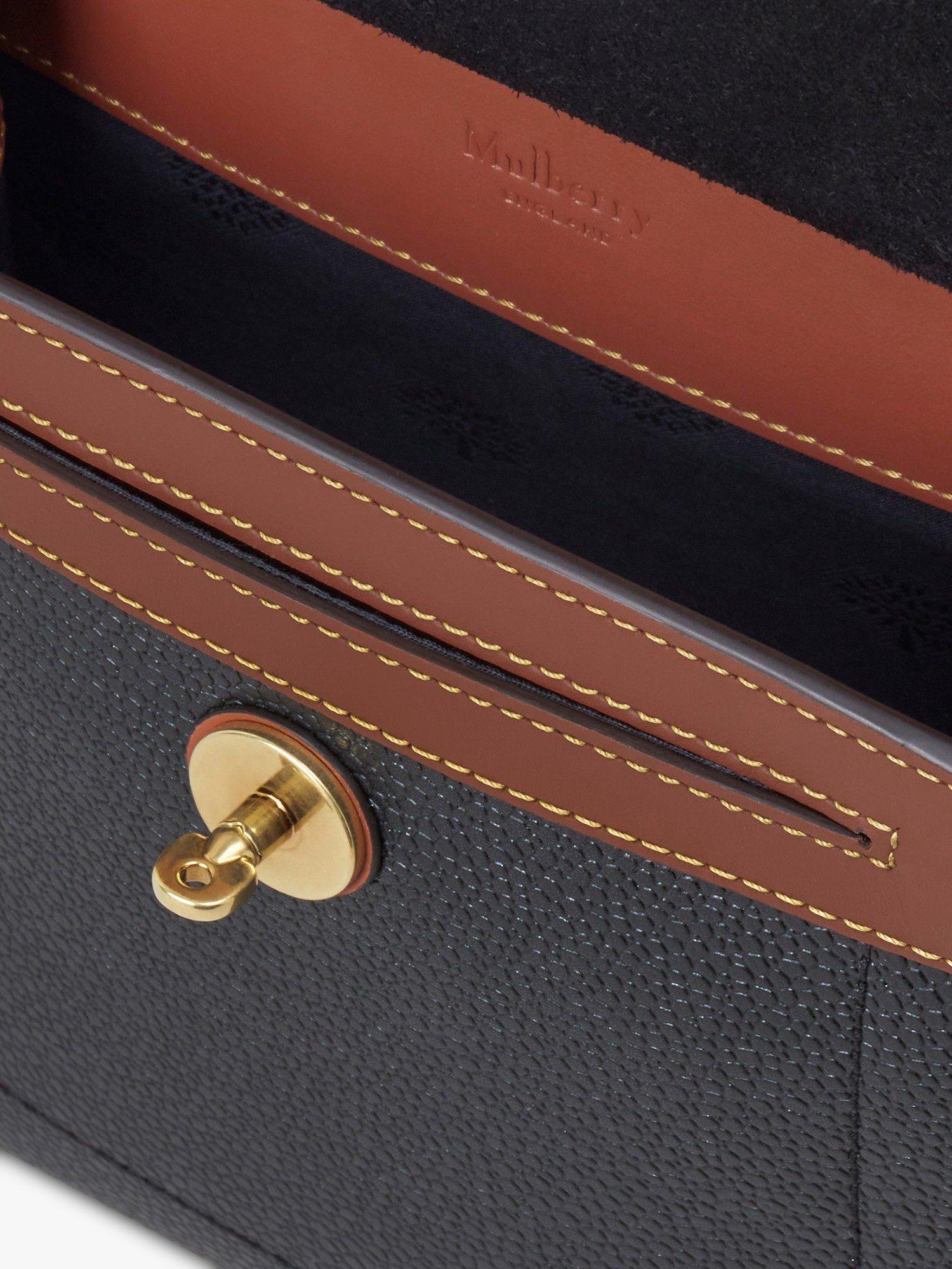 Product image 4 of 5, which shows Mulberry Small Antony Eco Scotchgrain Satchel, Black & Cognac