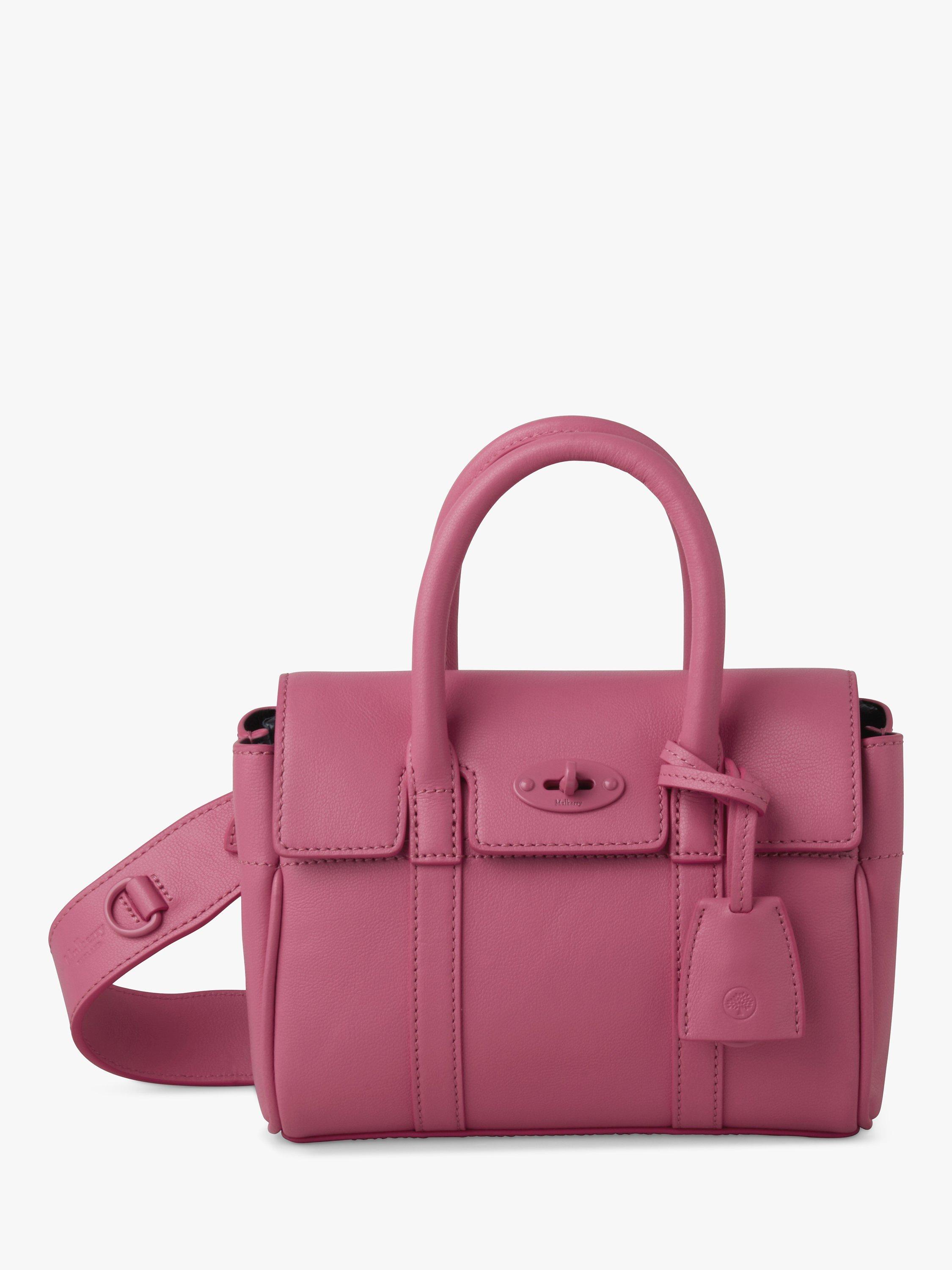 Mulberry Mini Bayswater Micro Classic Grain Leather Tote Bag, Geranium Pink