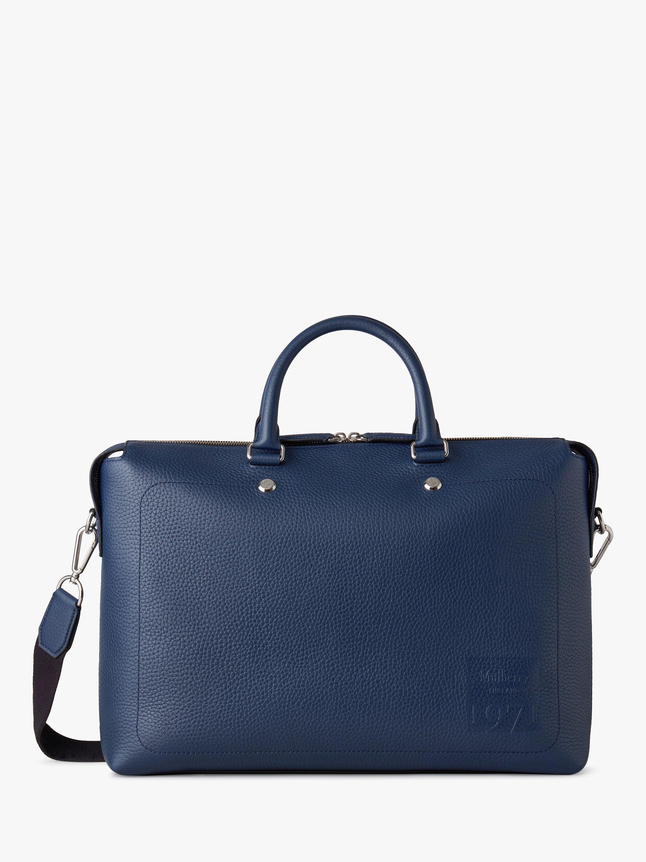Mulberry City Heavy Grain Leather Briefcase, Sapphire