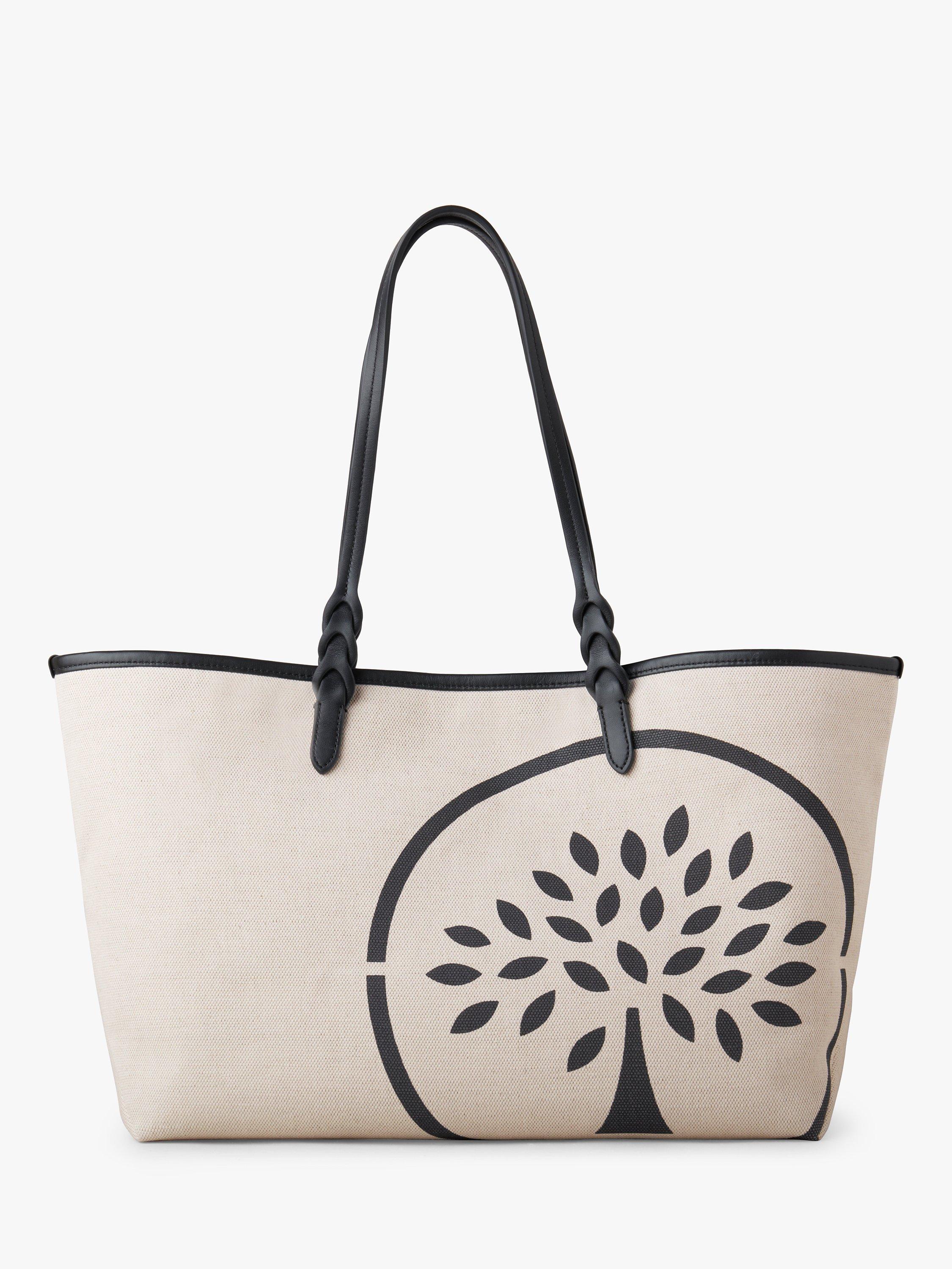 Mulberry Classic Smooth Calf & Refined Canvas Tote, Black/Ecru