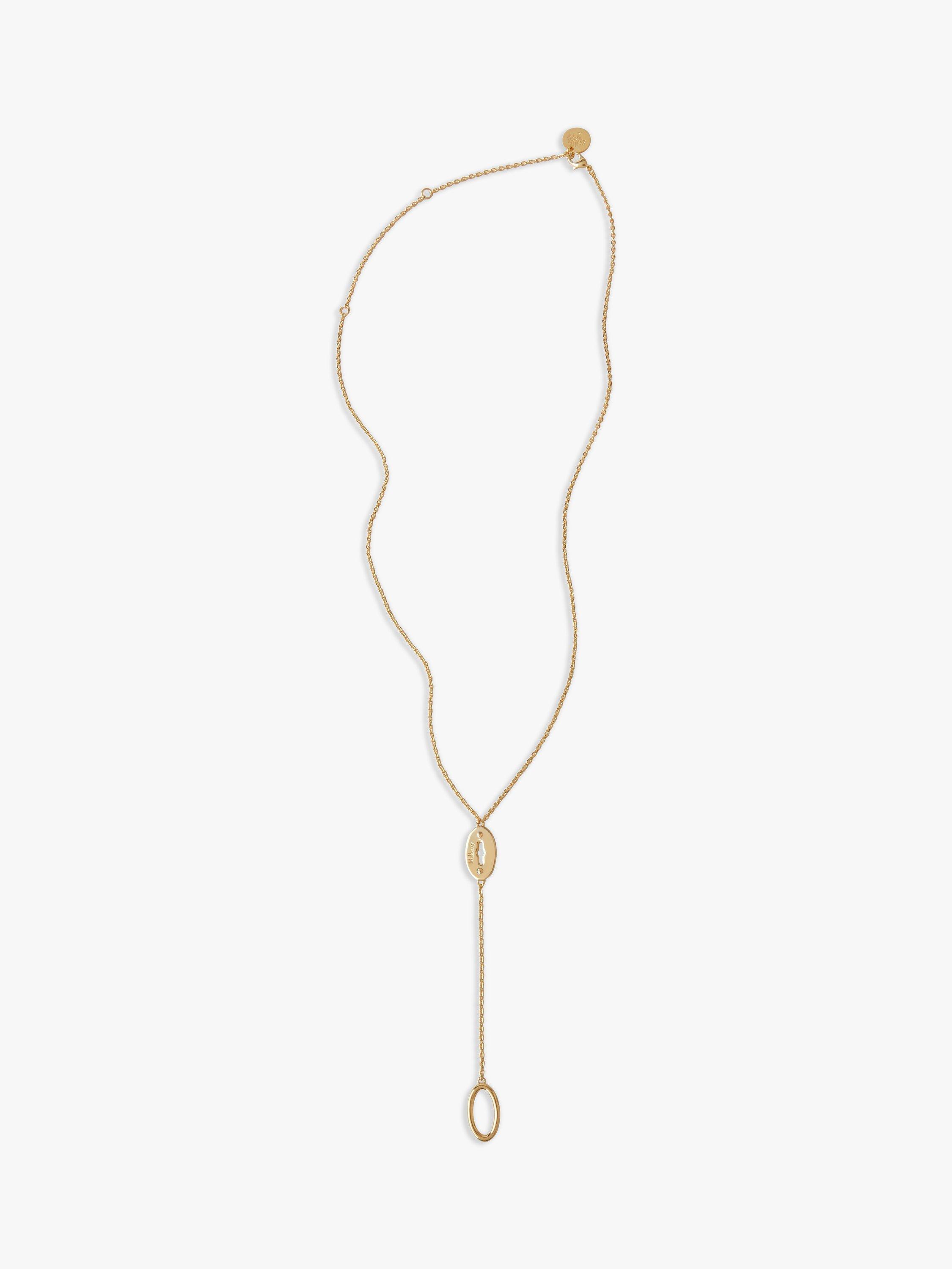 Product image 1 of 2, which shows Mulberry Bayswater Long Necklace, Gold