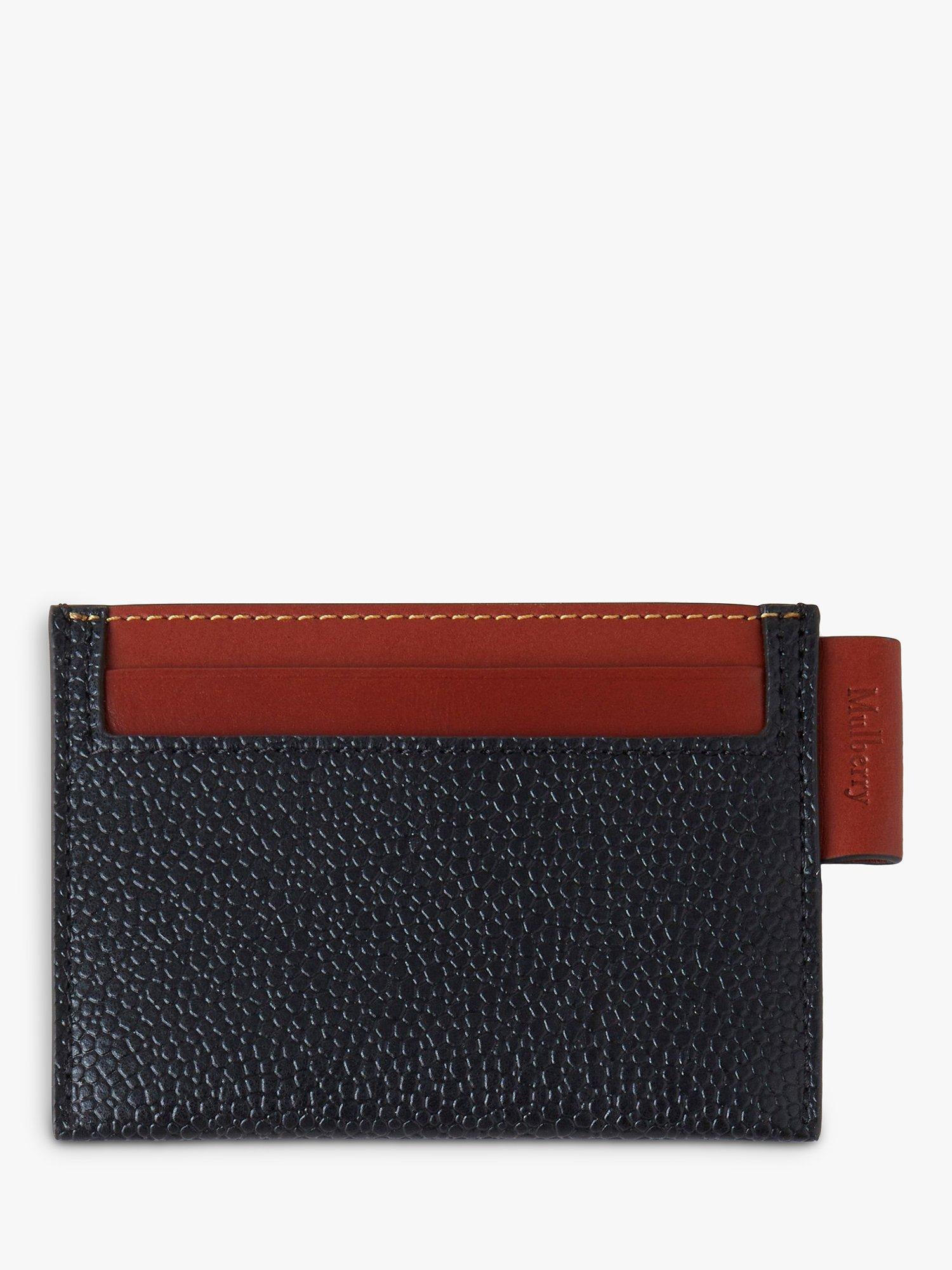 Mulberry Scotch Grain Leather Credit Card Slip, Black/Cognac