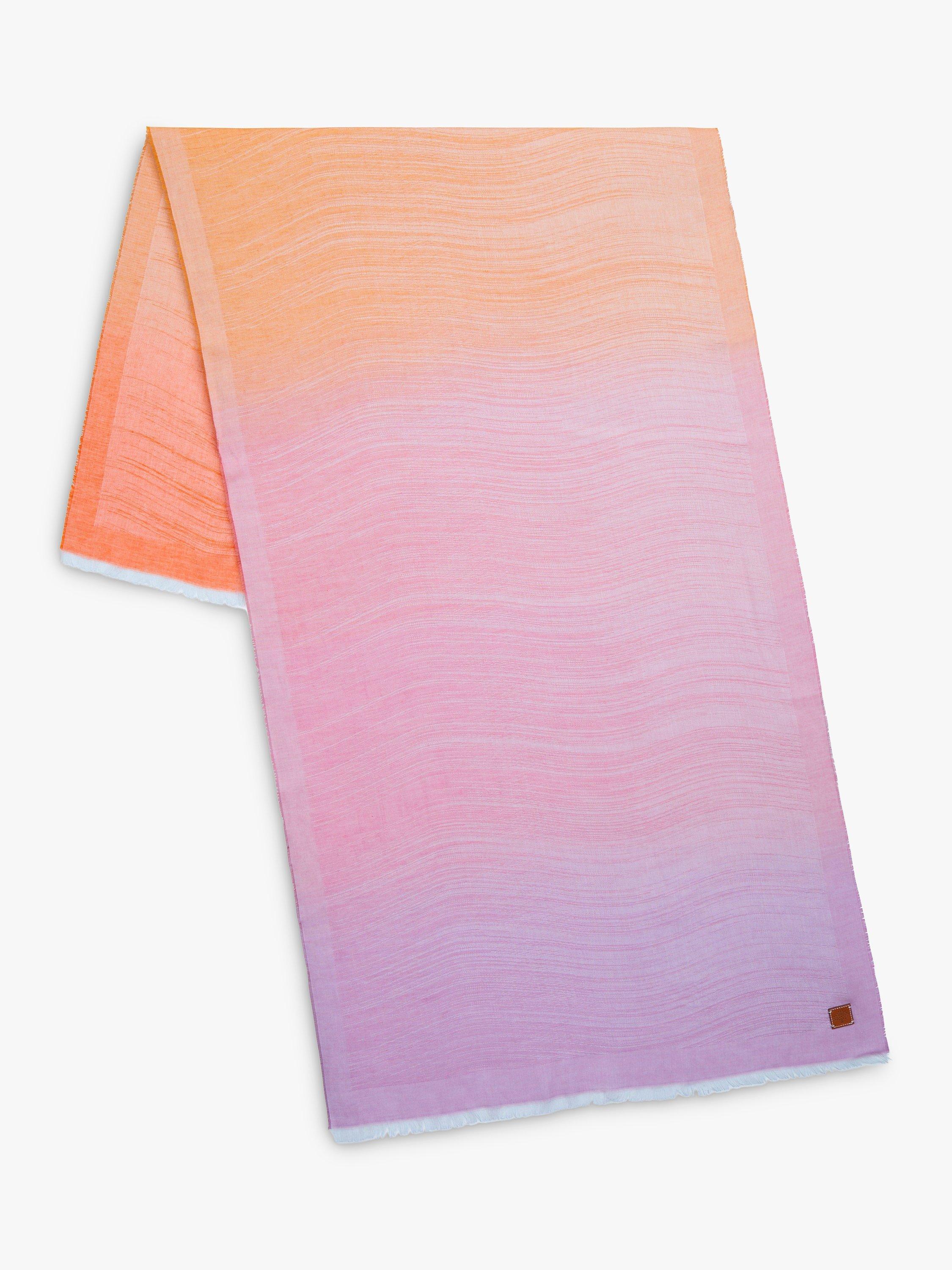 Mulberry Wave Jacquard Rectangular Scarf, Geranium Pink/Amber Orange