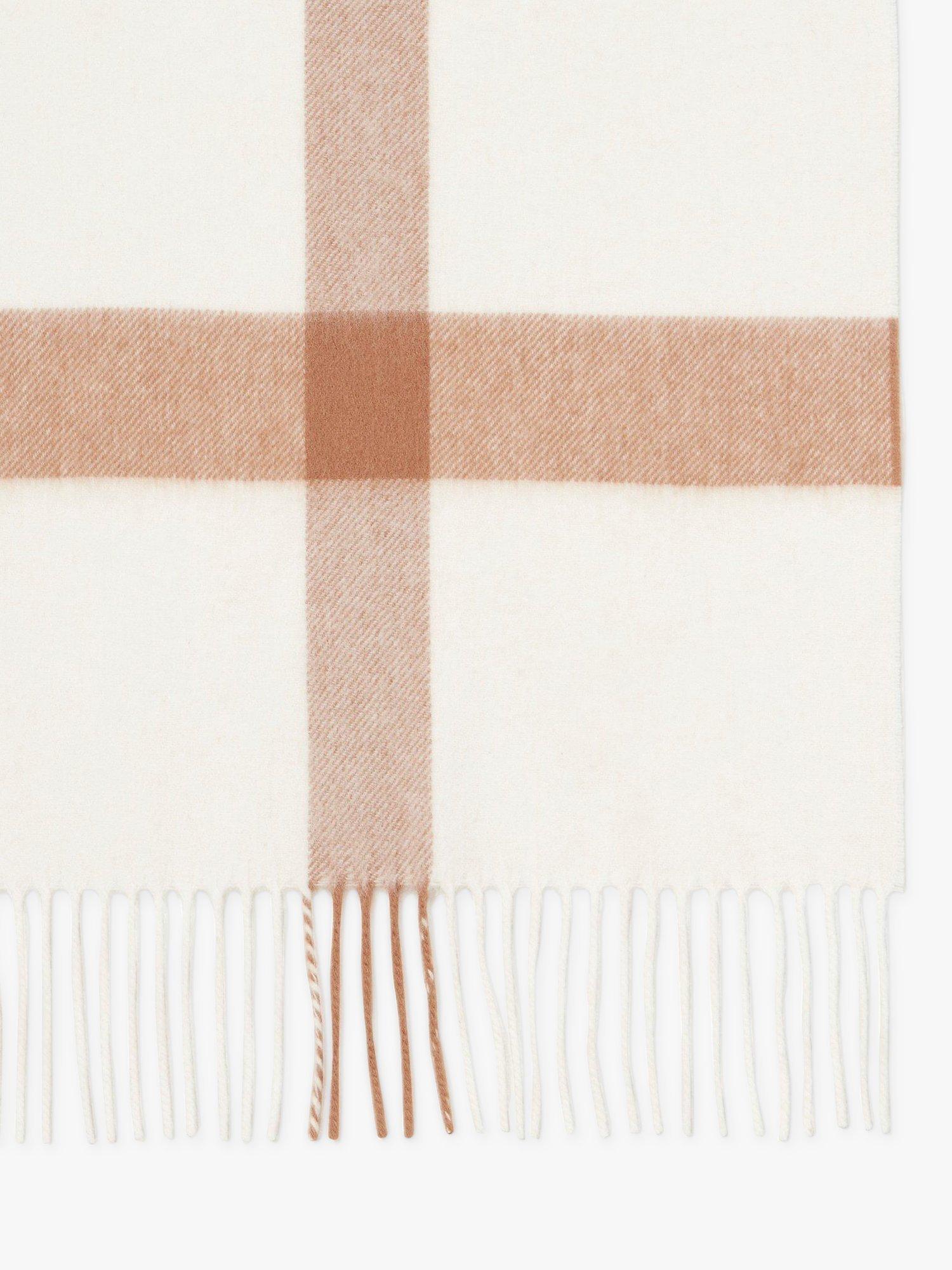 Product image 4 of 4, which shows Mulberry Large Check Merino Wool Scarf, Maple/White