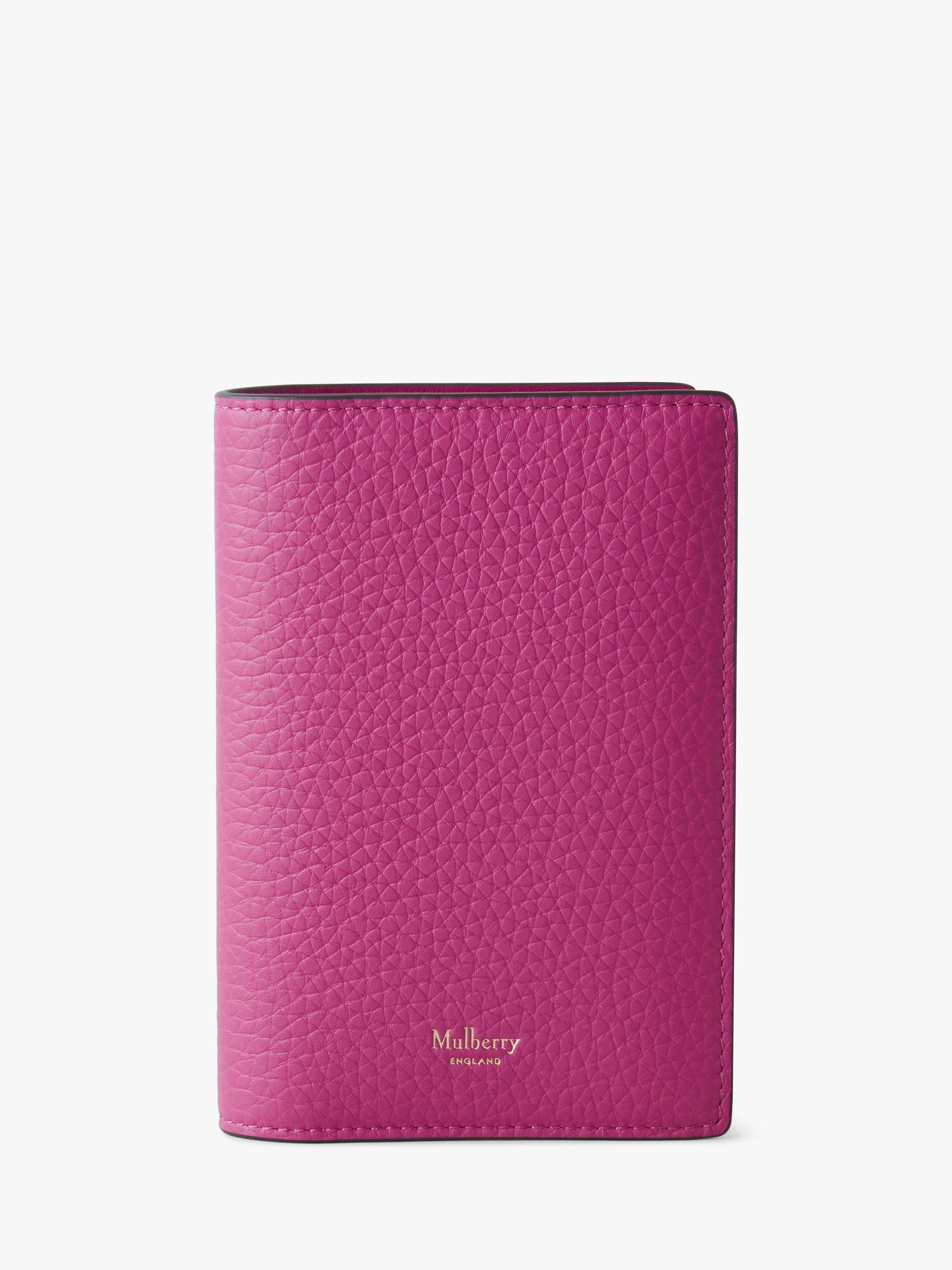Mulberry Heavy Grain Leather Passport Cover, Mulberry Pink