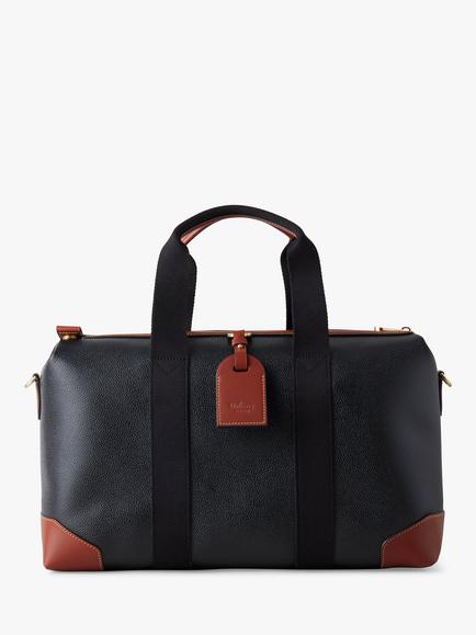 Mulberry Heritage Day Clipper Eco Scotchgrain Travel Bag, Black/Cognac