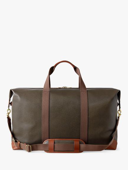 Mulberry Heritage Large Eco Scotchgrain Clipper Travel Bag, Mole/Cognac - view 2, Mole/Cognac
