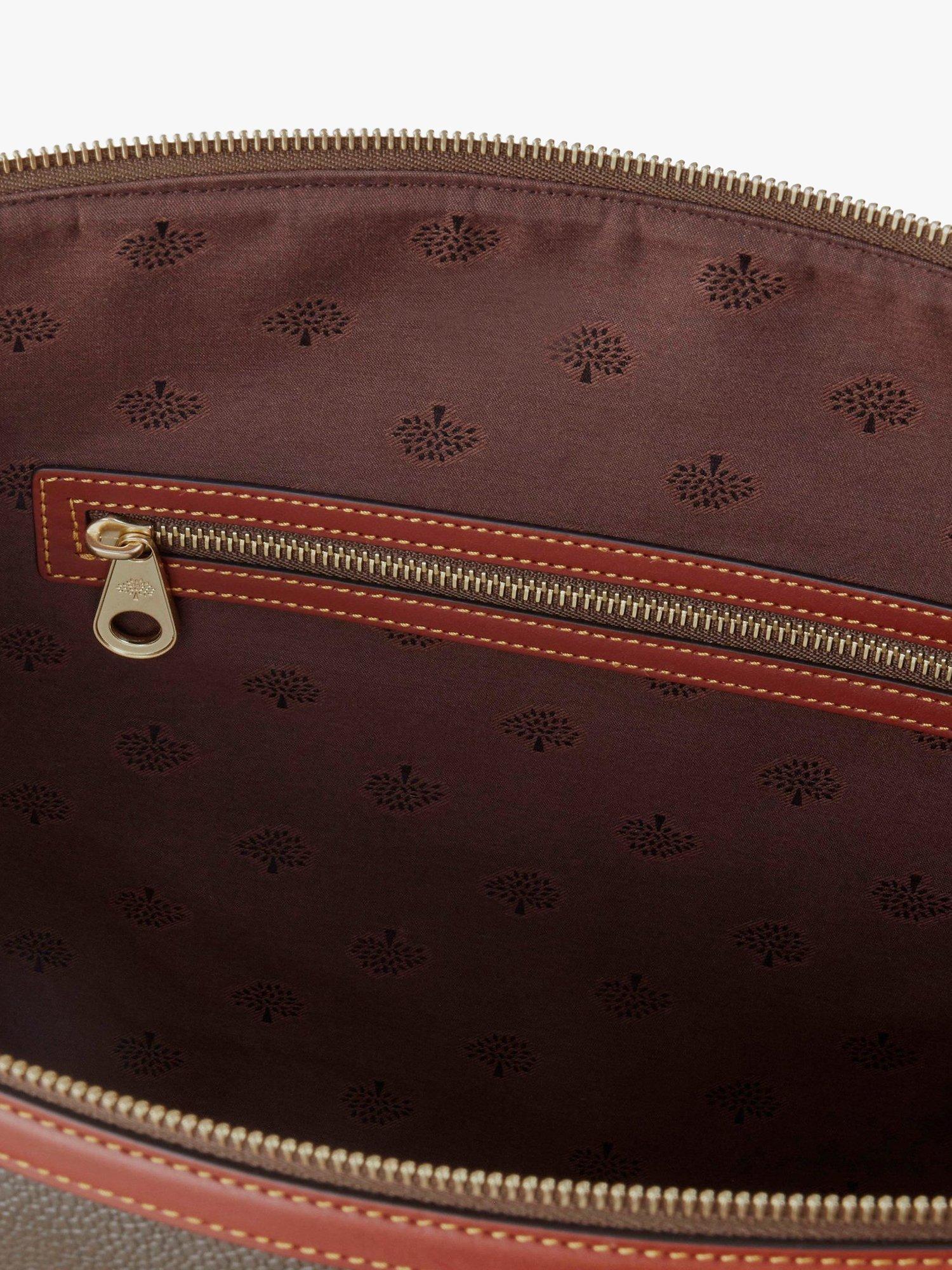 Product image 4 of 5, which shows Mulberry Heritage Day Clipper Eco Scotchgrain Travel Bag, Mole/Cognac