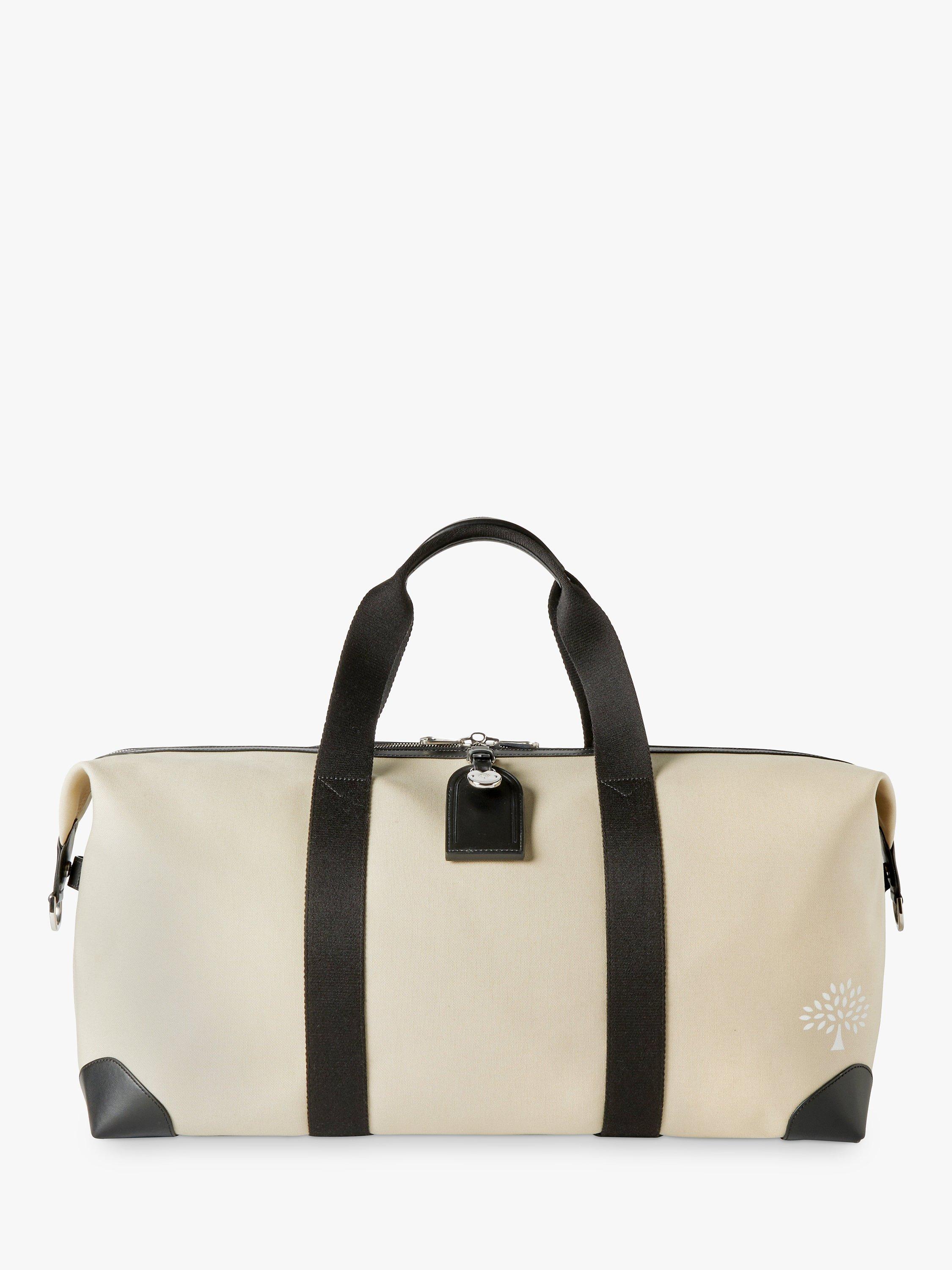Mulberry Heritage Cotton Canvas Medium Clipper Travel Bag, Natural/Black