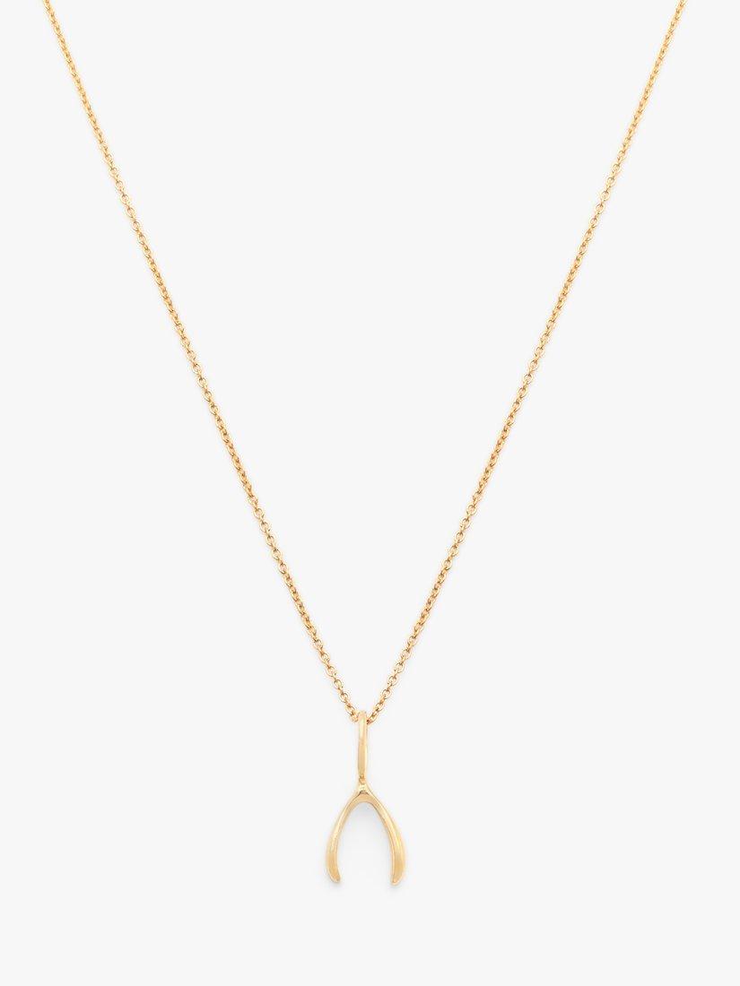 Leah Alexandra Wishbone Pendant Necklace, Gold