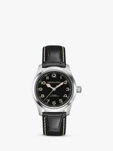 Hamilton H70205830 Men s Khaki Field Titanium Automatic Leather Strap Watch Brown Black